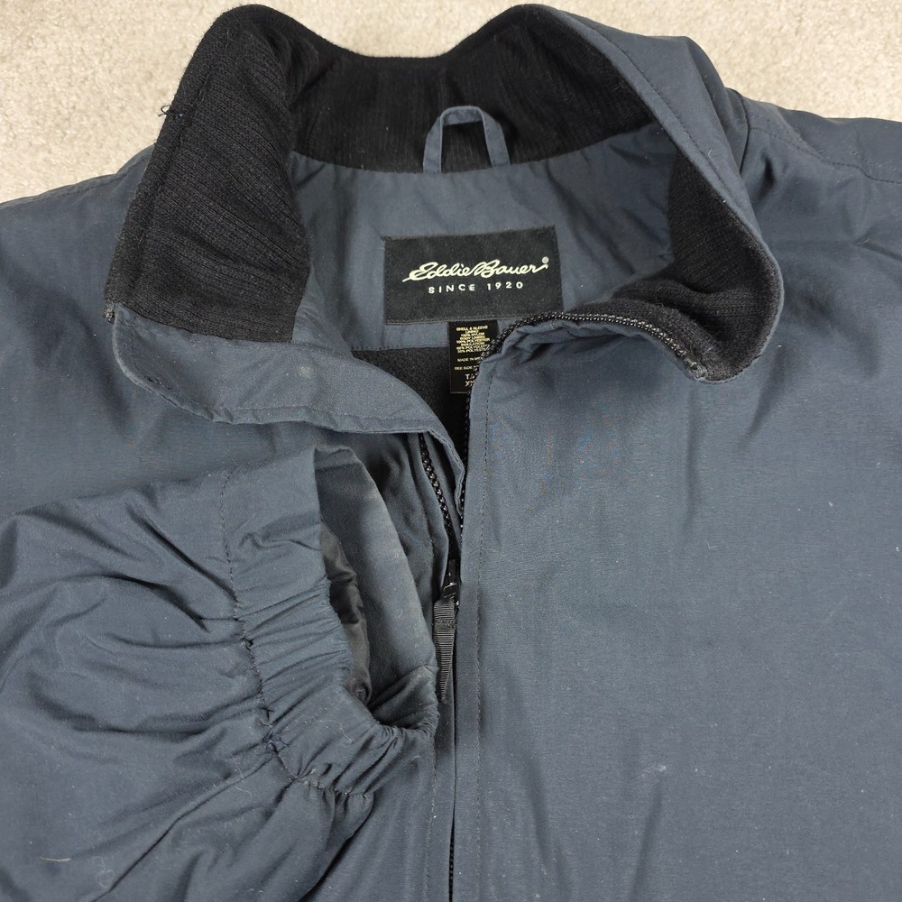 Eddie Bauer Jacket Mens 3XL Tall Navy Blue Fleece Lined Insulated Full Zip Mock